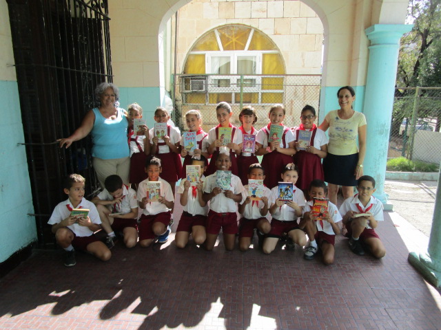 English-language book donation to Tomas Romay Chacon elementary school